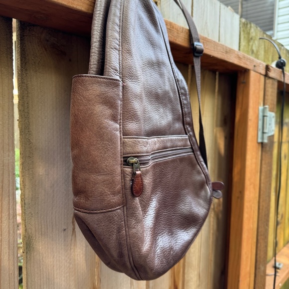 LL Bean Brown Leather Traveler Sling-Bag OS - Picture 3 of 10